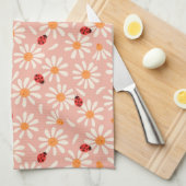 Spring Ladybugs and Daisies キッチンタオル (四つ折り)