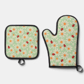 Spring Ladybugs and Daisies 鍋つかみ&鍋敷きセット (正面)