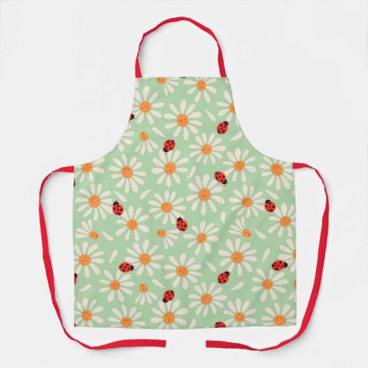 Spring Ladybugs and Daisies Mom Apron エプロン (正面)