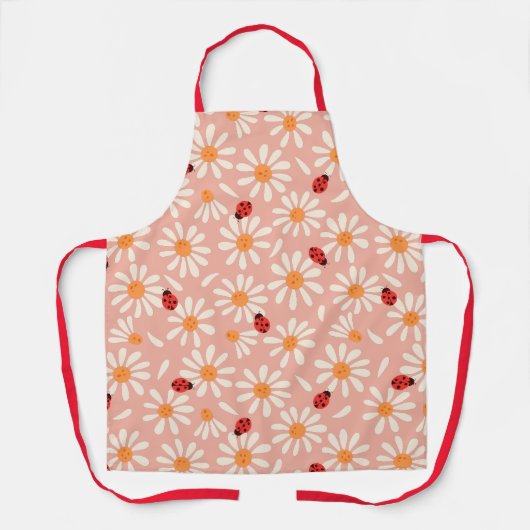 Spring Ladybugs and Daisies Mom Apron エプロン (正面)