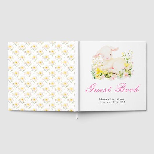 Spring Lamb Baby Shower Guest Book ゲストブック (全面)