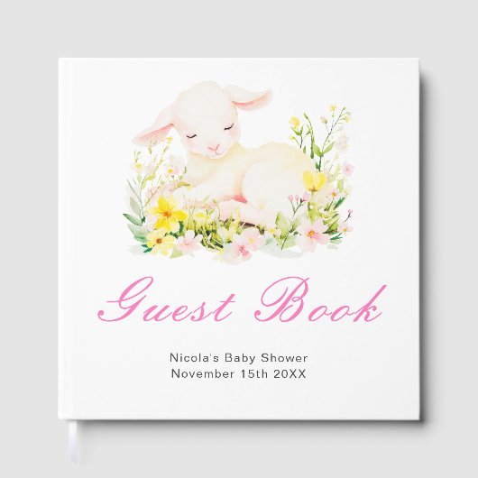 Spring Lamb Baby Shower Guest Book ゲストブック (正面)