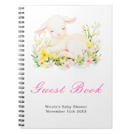 Spring Lamb Baby Shower Guest Book ノートブック