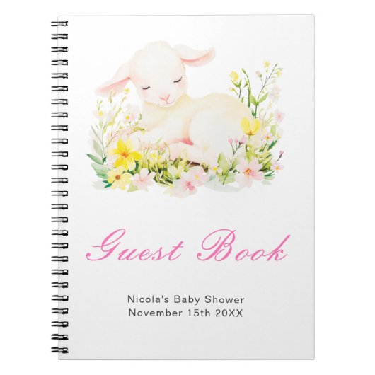 Spring Lamb Baby Shower Guest Book ノートブック (正面)