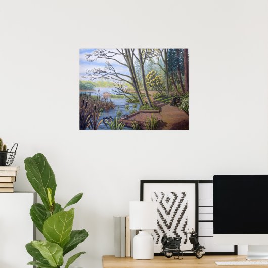Spring Landscape Painting Lost Lagoon Vancouver ポスター (ホームオフィス)