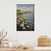 Spring Landscape Print, Wildflower Field Digital ポスター (キッチン)