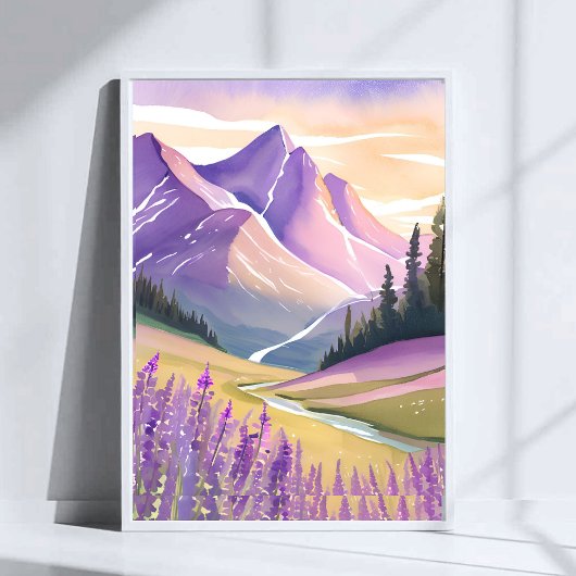 Spring Lavender | Glacier National Park Watercolor ポスター