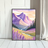 Spring Lavender | Glacier National Park Watercolor ポスター
