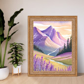 Spring Lavender | Glacier National Park Watercolor ポスター