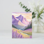 Spring Lavender | Glacier National Park Watercolor ポストカード (スタンド正面)