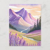 Spring Lavender | Glacier National Park Watercolor ポストカード (正面)