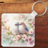 Spring Love Birds Cherry Blossom Floral キーホルダー (裏面)