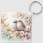 Spring Love Birds Cherry Blossom Floral キーホルダー (裏面)