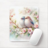Spring Love Birds Cherry Blossom Floral マウスパッド (マウス)