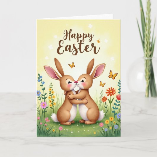 Spring Love Bunny Meadow Card カード (正面)