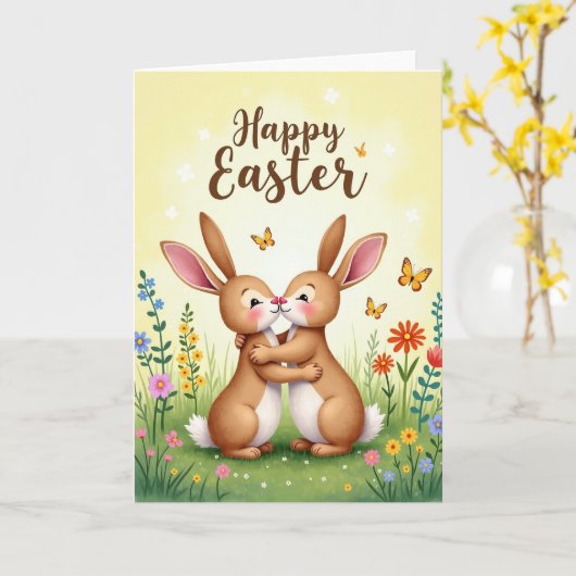Spring Love Bunny Meadow Card カード (黄色い花)