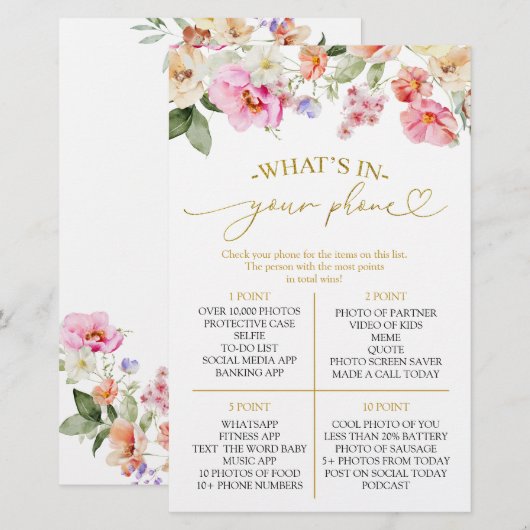 Spring Love In Bloom What's In Your Phone Game (正面/裏面)