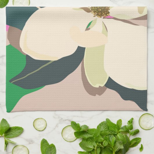 Spring Magnolia Color Blocks Florist キッチンタオル (折り畳み)
