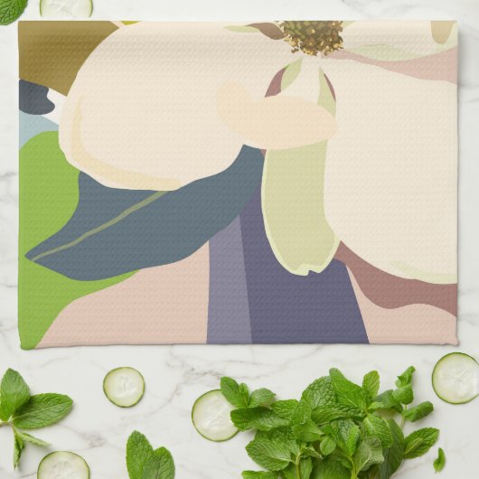 Spring Magnolia Color Blocks Florist  キッチンタオル (折り畳み)