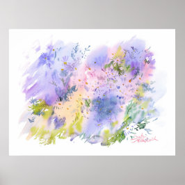 Spring Meadow — 抽象的な花の水彩画 ポスター