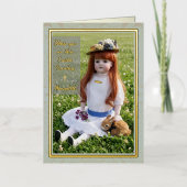  Spring Meadow Antique Doll Foil Card 箔グリーティングカード (正面)
