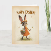 Spring Meadow Bunny with Basket Easter Card カード (正面)
