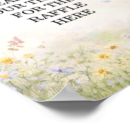 Spring Meadow Diaper Raffle Wildflower Sign ポスター (角)