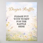 Spring Meadow Diaper Raffle Wildflower Sign ポスター (正面)