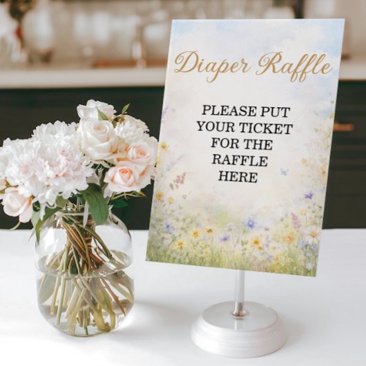 Spring Meadow Diaper Raffle Wildflower Sign ポスター