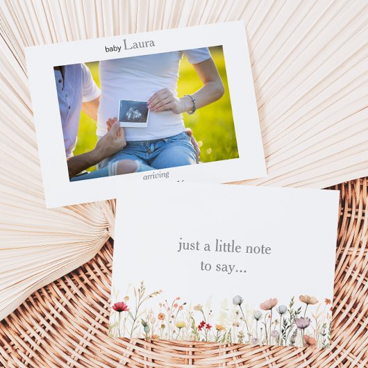 Spring Meadow Floral Baby Announcement Card サンキューカード