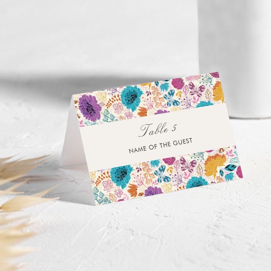 Spring Meadow Purple Flowers Wedding Place Card テーブルナンバー