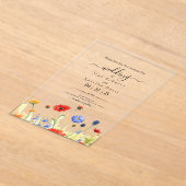 Spring Meadow Wildflowers Wedding Invitation アクリル招待状 (レイダウン)
