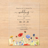 Spring Meadow Wildflowers Wedding Invitation アクリル招待状 (正面)
