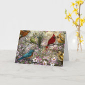 Spring Meet: Colorful Songbirds Bird Lovers Gifts カード (黄色い花)