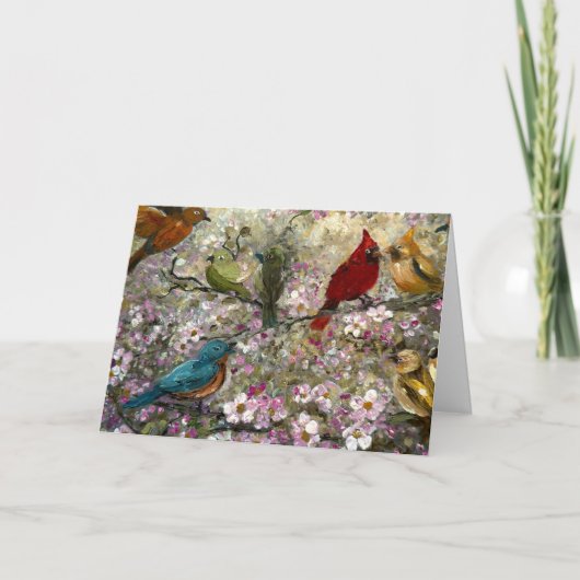 Spring Meet: Colorful Songbirds Bird Lovers Gifts カード (正面)