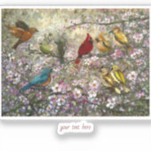 Spring Meet: Colorful Songbirds Bird Lovers Gifts シール (正面)