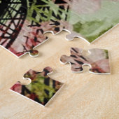 spring mint pink floral french paris eiffel tower ジグソーパズル (側面)