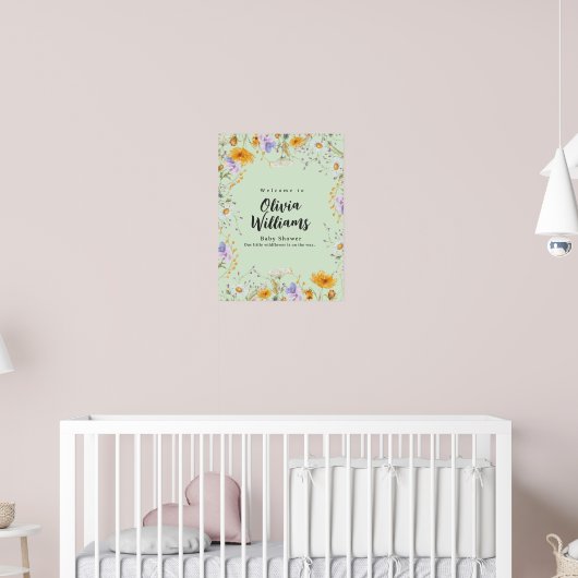 Spring mint wildflower floral Welcome Baby Shower ポスター (子ども部屋2)