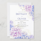 Spring Modern Lilac & Blue Floral Wedding 招待状 (正面)