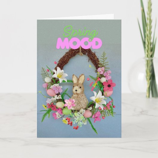 Spring Mood Easter Bunny Wreath カード (正面)