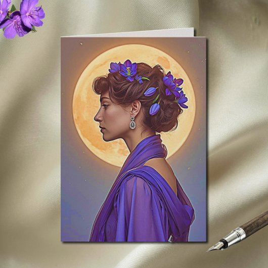 Spring Muse  in purple Folded Greeting Card カード