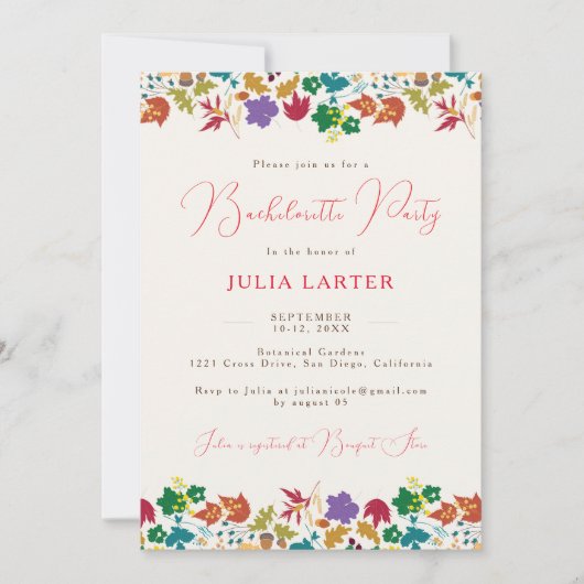 Spring Mustard Purple Flower Bachelorette Party 招待状 (正面)