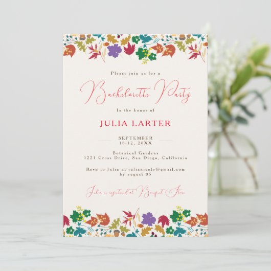 Spring Mustard Purple Flower Bachelorette Party 招待状 (スタンド正面)