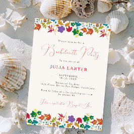 Spring Mustard Purple Flower Bachelorette Party 招待状