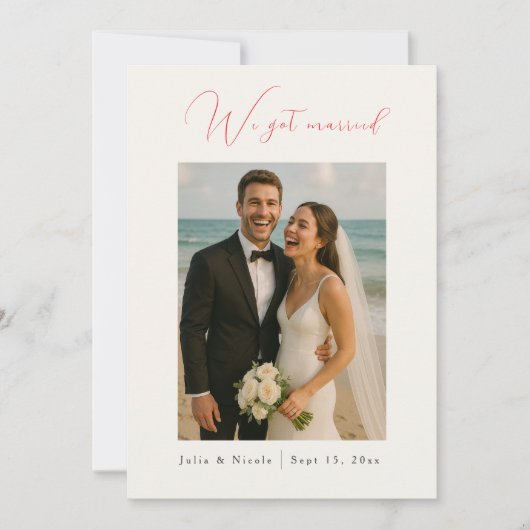 Spring Mustard Purple Flower Wedding Announcement 招待状 (正面)