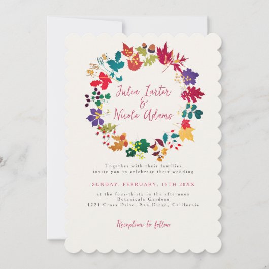 Spring Mustard Purple Meadow Flower Photo Wedding 招待状 (正面)