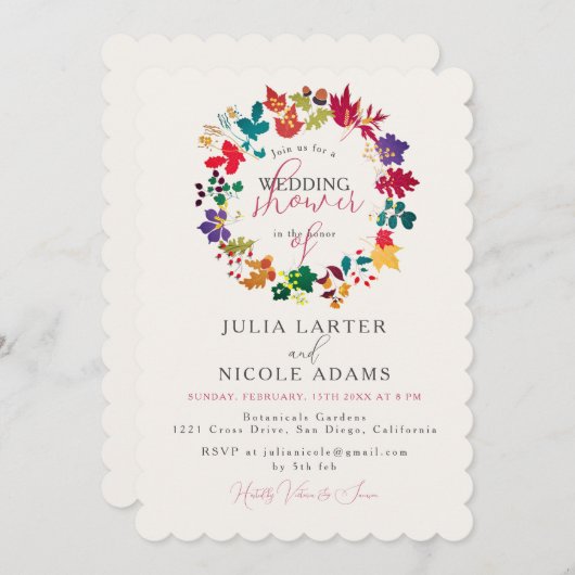 Spring Mustard Purple Meadow Wedding Shower 招待状 (正面/裏面)