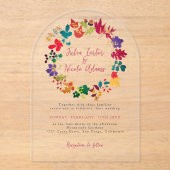 Spring Mustard Yellow Purple Meadow Flower Wedding アクリル招待状 (正面)