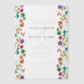 Spring Mustard Yellow Purple Meadow Flower Wedding ベラム紙招待状 (正面)