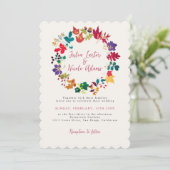 Spring Mustard Yellow Purple Meadow Flower Wedding 招待状 (スタンド正面)